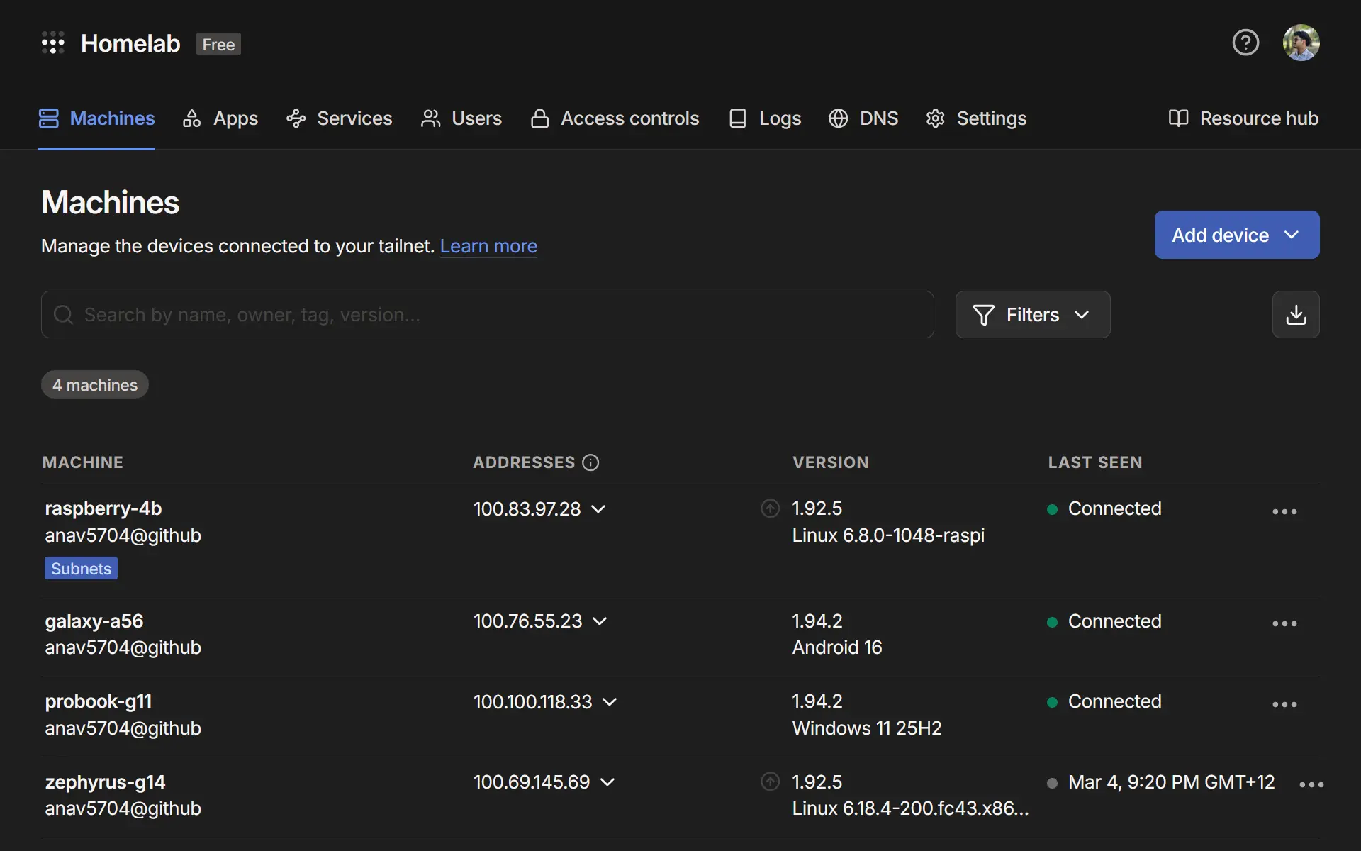 Tailscale Dashboard